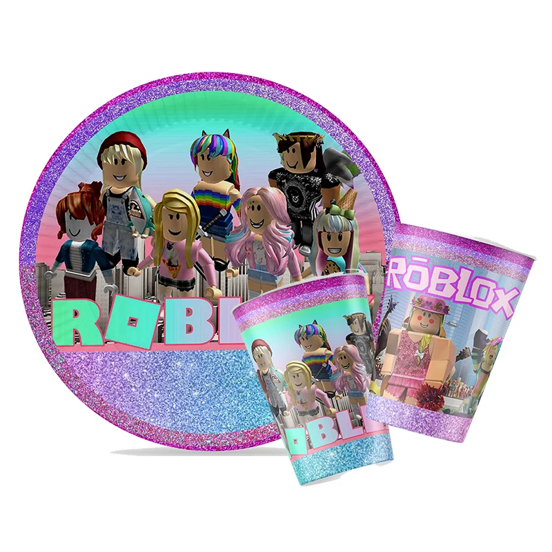 Confetti Balloon Set - Roblox ของตกแต่งเด็กผู้หญิงสำหรับงานเลี้ยงลูกโป่งสีม่วงสีชมพูสำหรับงานเลี้ยงวันเกิดผ้าปูโต๊ะเค้กท็อปเปอร์ผ้าเช็ดปากบนโต๊ะอาหารของขวัญสำหรับเด็ก