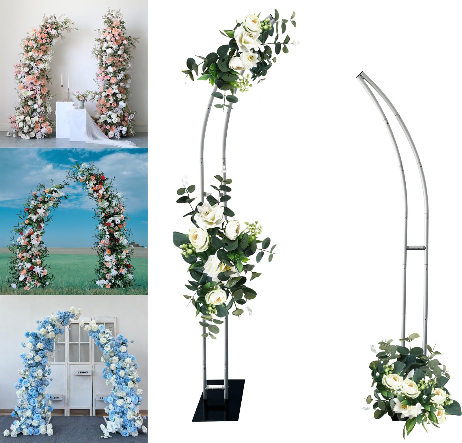 Wedding Balloon Arch - ขาตั้งบอลลูนครึ่งโค้ง, ขาตั้งดอกไม้ตกแต่ง, โค้งจัดงานแต่งงานฉากหลังสําหรับงานเลี้ยงวันเกิด, เจ้าสาว, 6ft และ