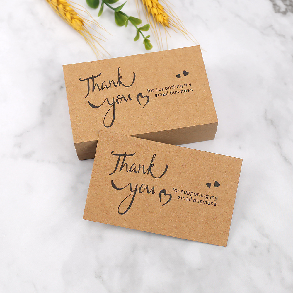 Wedding/Event Supply Store - การ์ดขอบคุณ 50 ชิ้น กระดาษคราฟท์ ขอบคุณที่สนับสนุนธุรกิจขนาดเล็กของฉัน การ์ดอวยพร