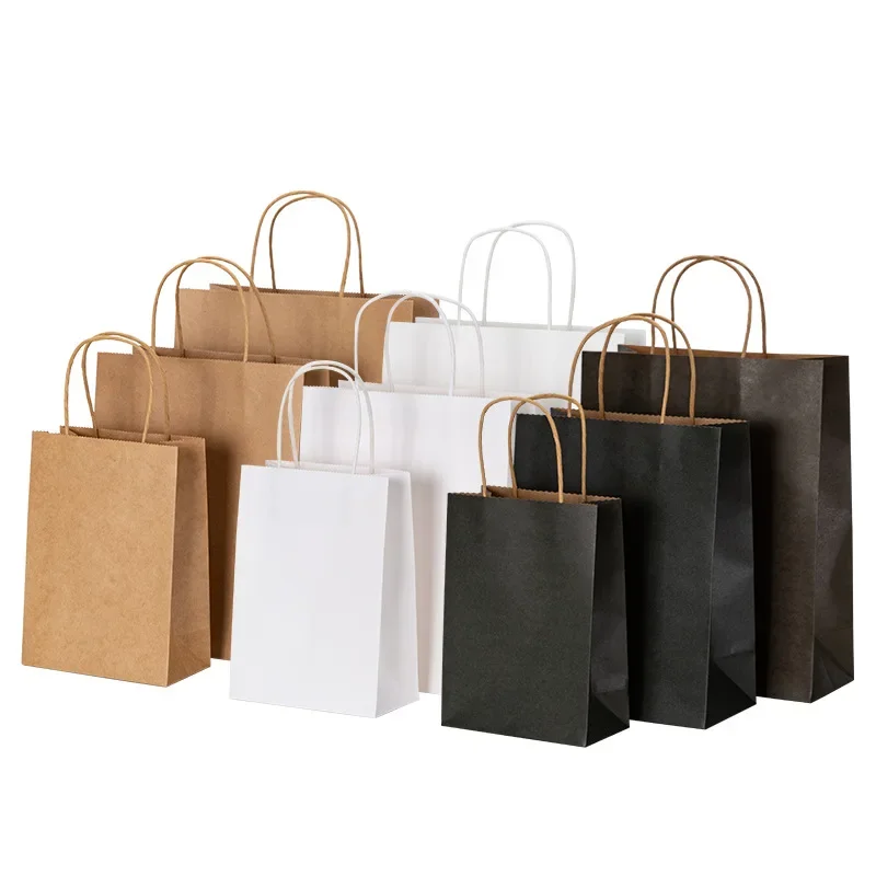 Wedding/Event Supply Store - 10/20/30/40/50 ชิ้น/ล็อต ถุงกระดาษคราฟท์พร้อมหูหิ้ว ถุงบรรจุภัณฑ์ของขวัญสำหรับร้านค้า เสื้อผ้า งานแต่งงาน