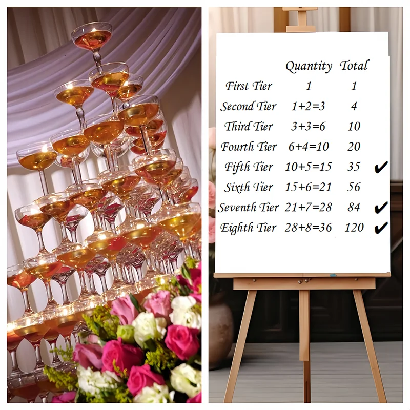 Champagne Tower Set - แท่นวางแก้วแชมเปญพลาสติกใส 5/7/8 ชั้น สำหรับงานแต่งงาน งานวันเกิด งานคู่รัก