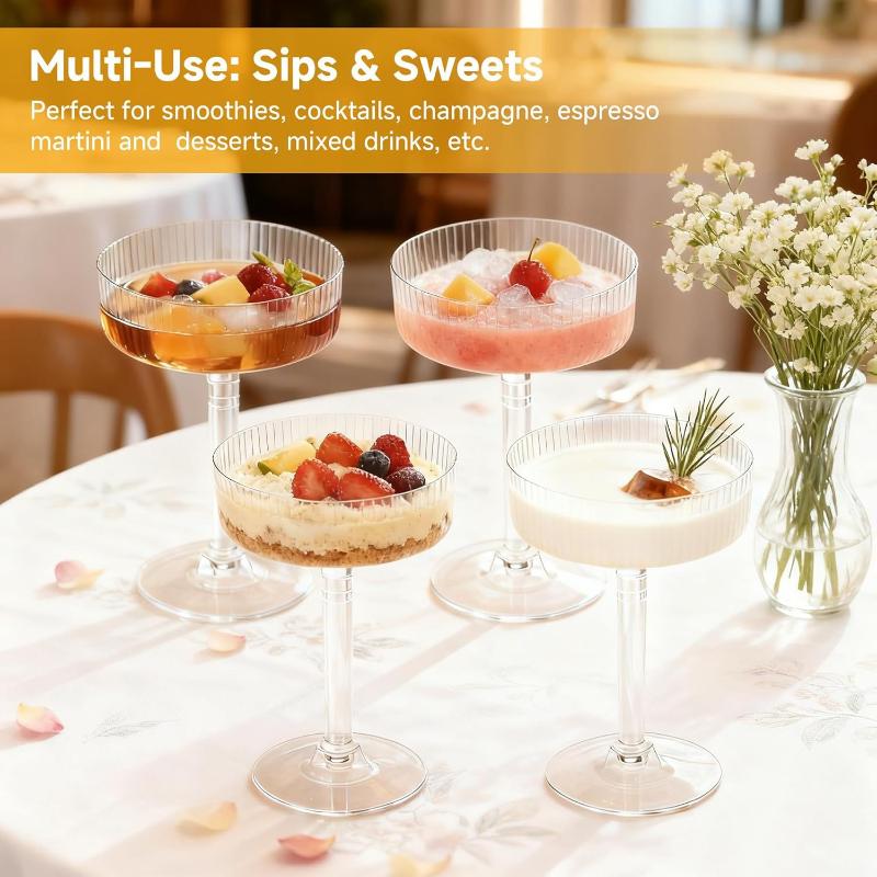 Champagne Tower Set - แก้วมาร์ตินี่พลาสติกกันแตก 10 ชิ้น แก้วขนมใส แก้วไวน์สำหรับงานแต่งงาน งานรับปริญญา