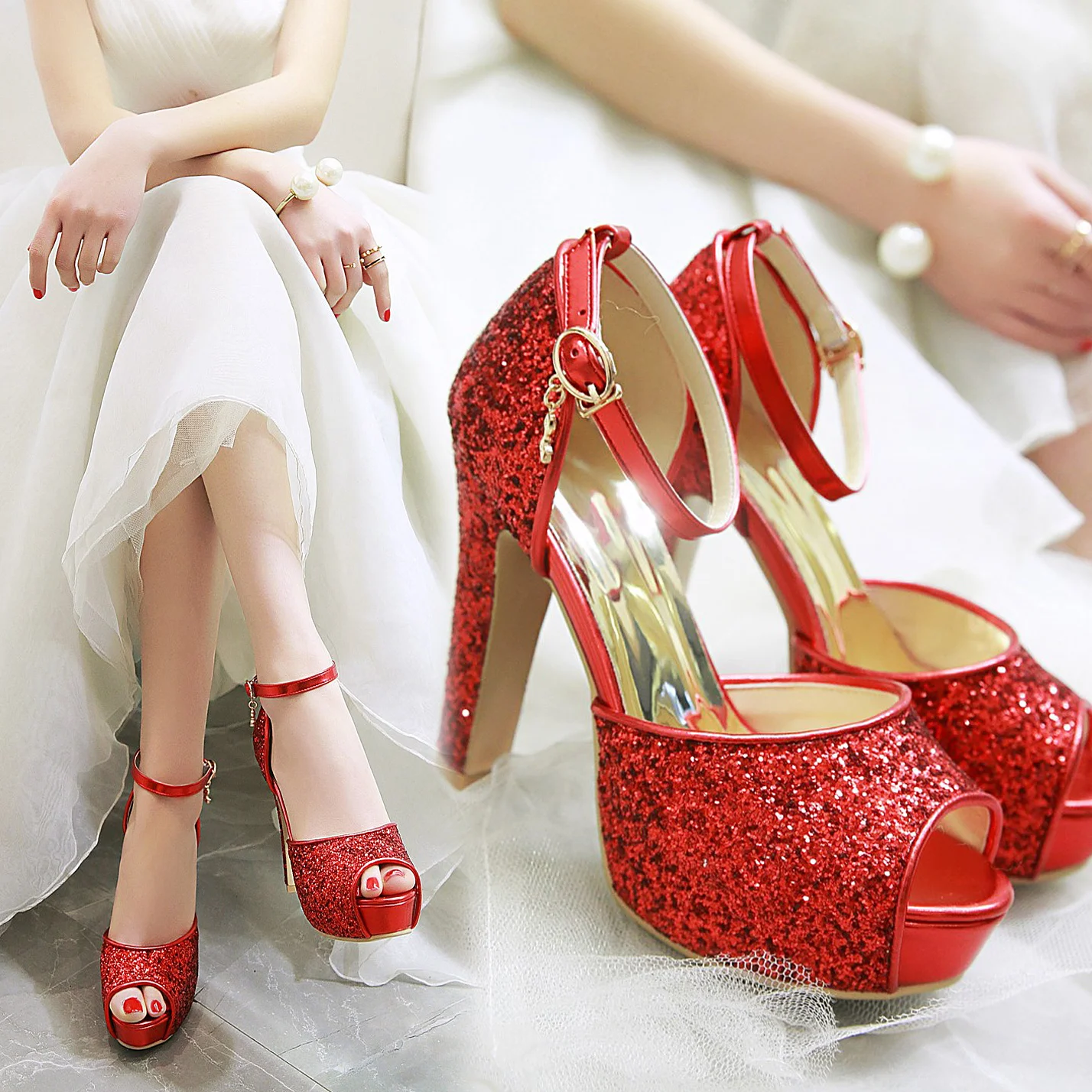 เงินฤดูร้อนผู้หญิงรองเท้าส้นสู - Wedding Fx บทวิจารณ์และราคา