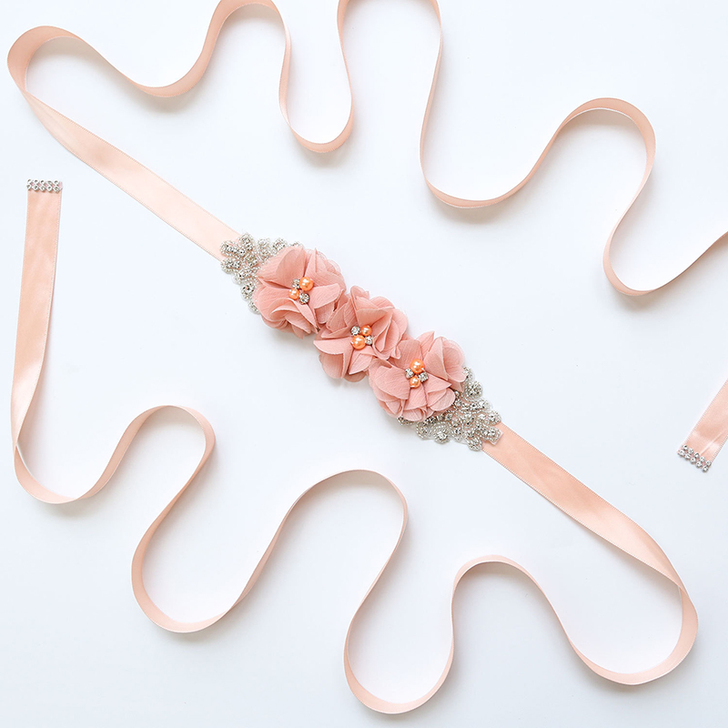 เข็มขัดดอกไม้ผ้าชีฟองประดับมุก - Bridal Sash Ribbon บทวิจารณ์และราคา