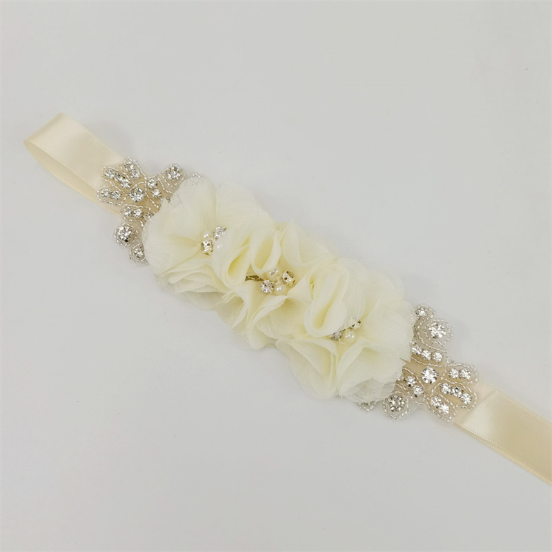 เข็มขัดดอกไม้ผ้าชีฟองประดับมุก - Bridal Sash Ribbon บทวิจารณ์และราคา