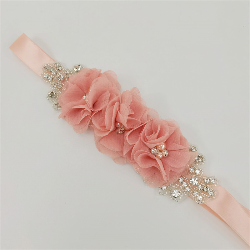 เข็มขัดดอกไม้ผ้าชีฟองประดับมุก - Bridal Sash Ribbon บทวิจารณ์และราคา