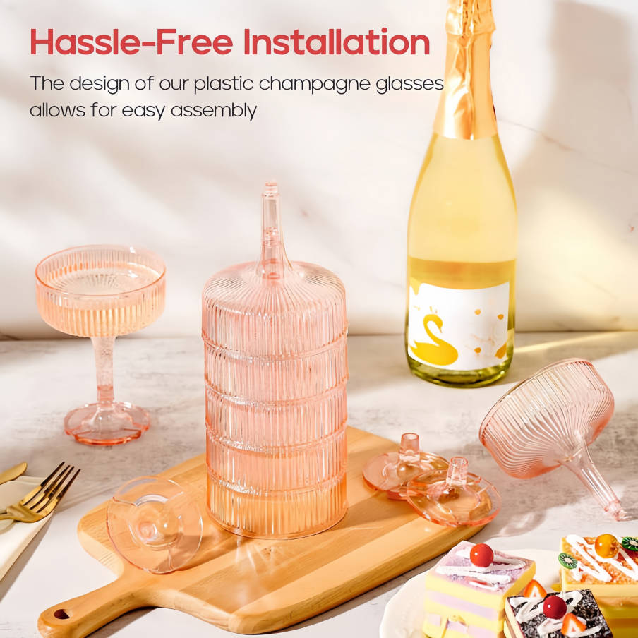 ชุดแก้วแชมเปญพลาสติก 4-6 ชั้น  - Champagne Tower Set บทวิจารณ์และราคา