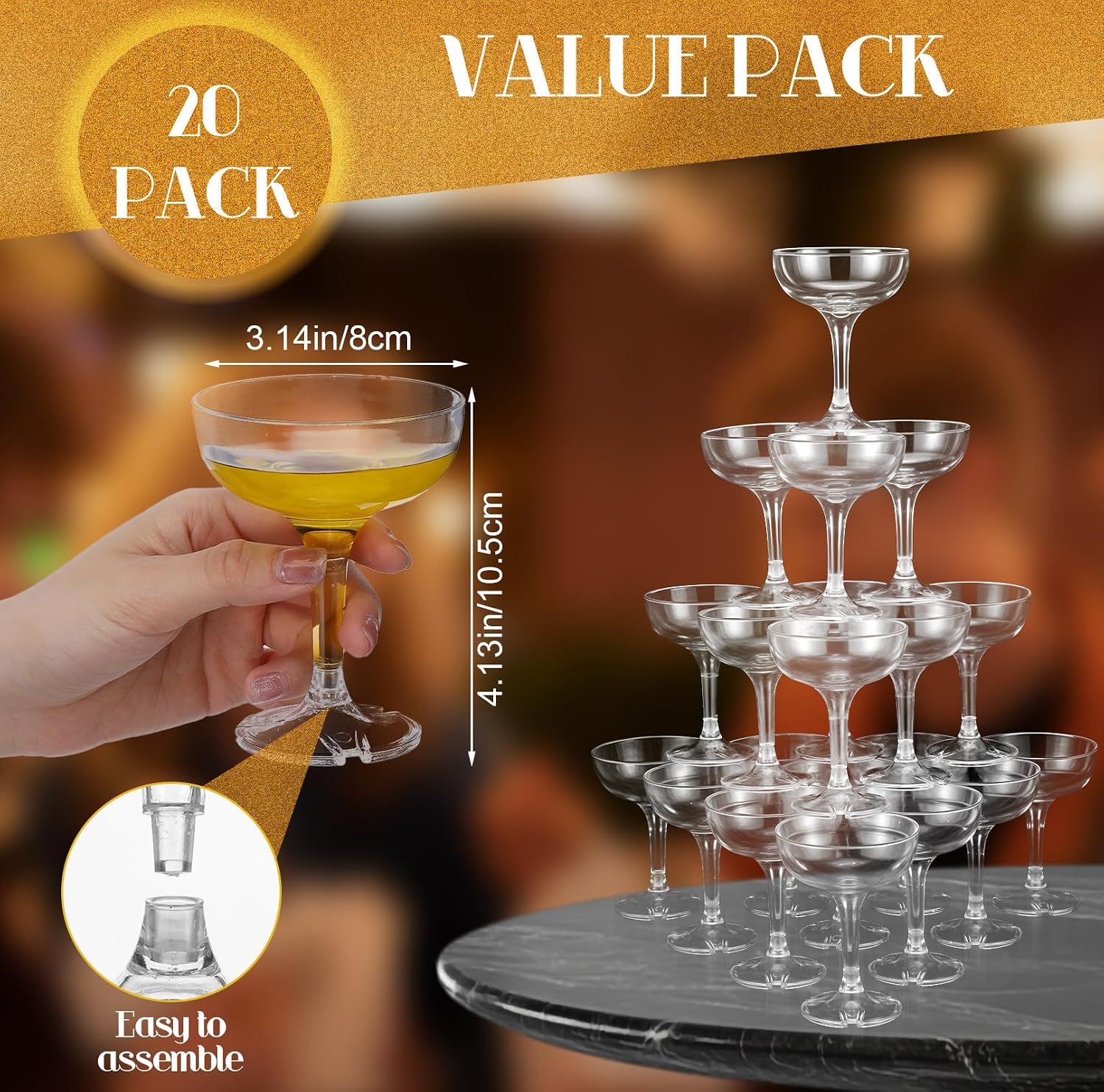 แก้วแชมเปญพลาสติกแบบ 4-6 ชั้น  - Champagne Tower Set บทวิจารณ์และราคา