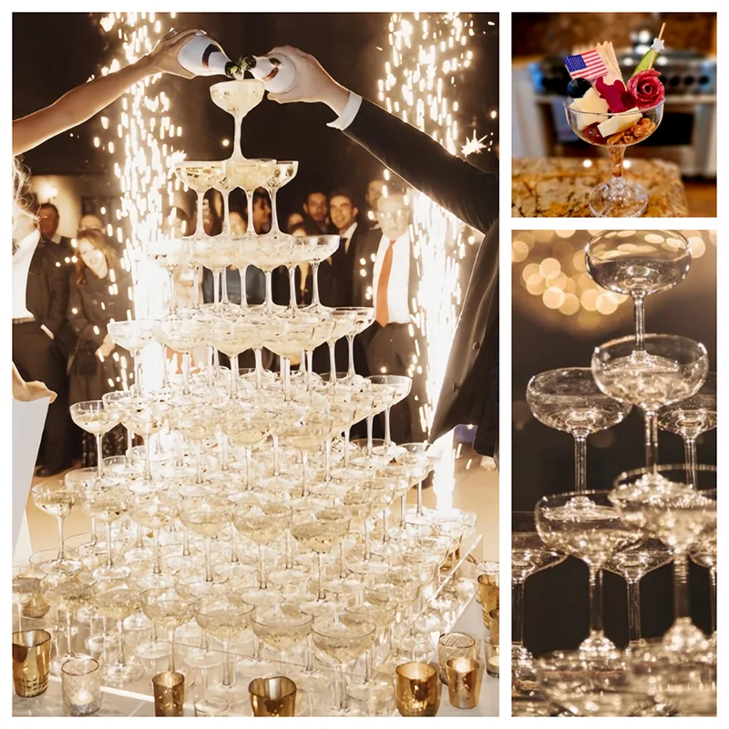 แท่นวางแก้วแชมเปญพลาสติกใส 5/7 - Champagne Tower Set บทวิจารณ์และราคา